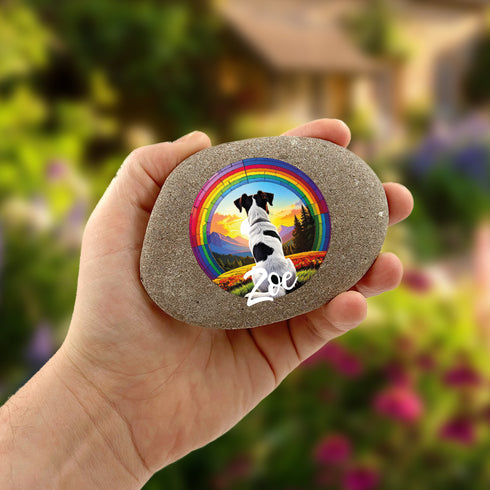 Rainbow Jack Russell Personalised Pebble